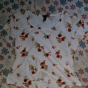 rue 21 white floral shirt
